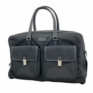 Gucci Boston Bag 108827 Black Nylon Canvas with Silver Hardware Pre-owned Unisex